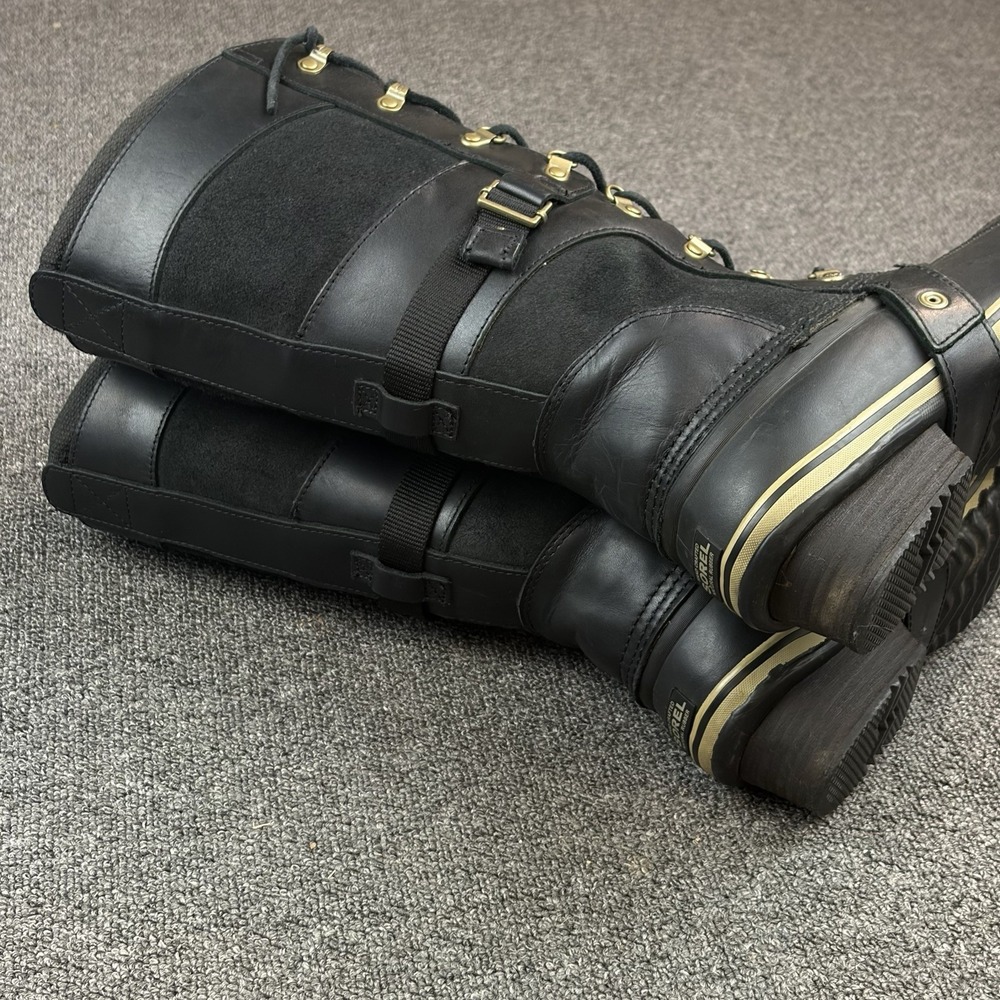 Sorel Conquest Carly Women's Size 10 Tall Lace Up Boots Black Leather Waterproof - Picture 8 of 14